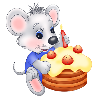 a cute mouse with a birthday cake